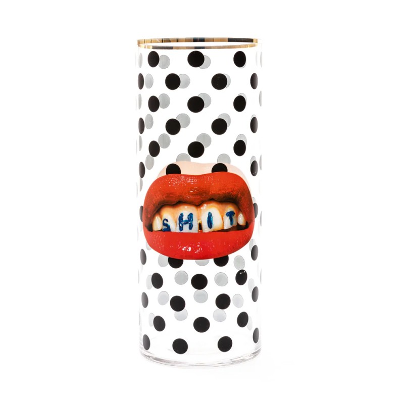 SELETTI TOILETPAPER HOME - Vaso di Vetro Cilindrico Pois "Shit"