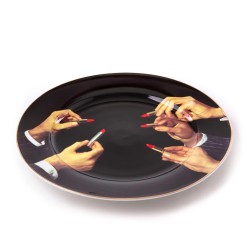 SELETTI TOILETPAPER HOME - Piatto in Porcellana Rossetti con Bordo Nero e Dorato