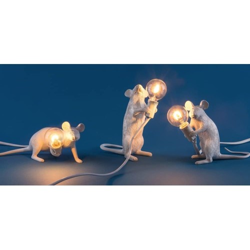 SELETTI Mouse Lamp Bianco Steso