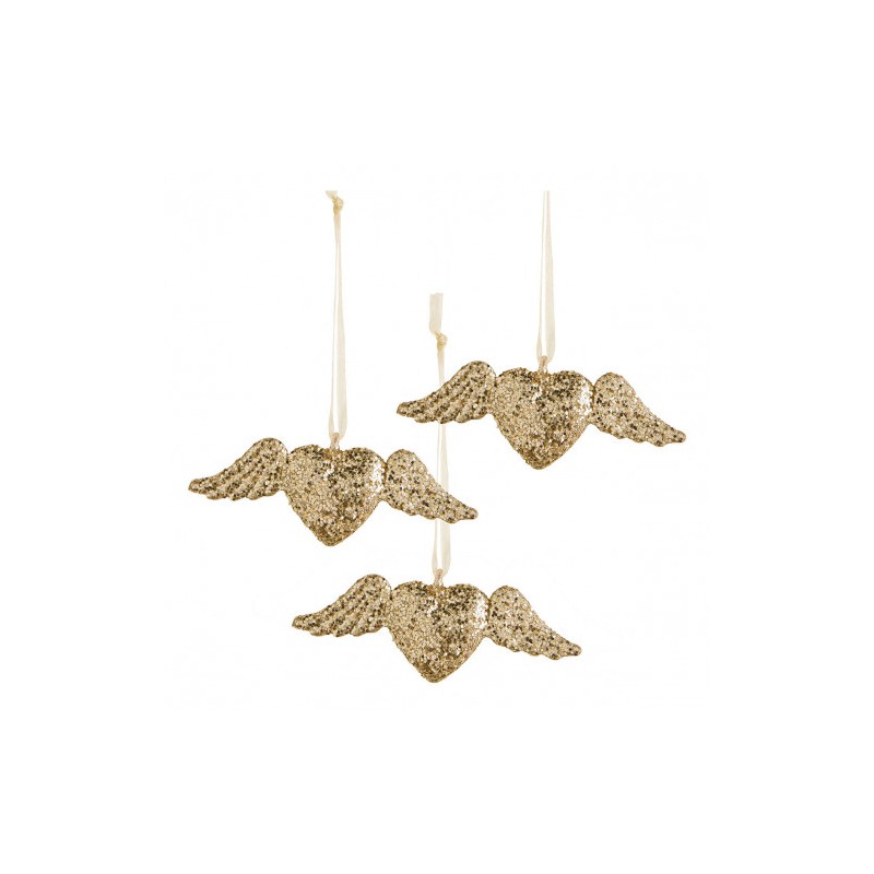 MATHILDE CREATIONS - Set di Tre Cuori in Vetro Glitterato