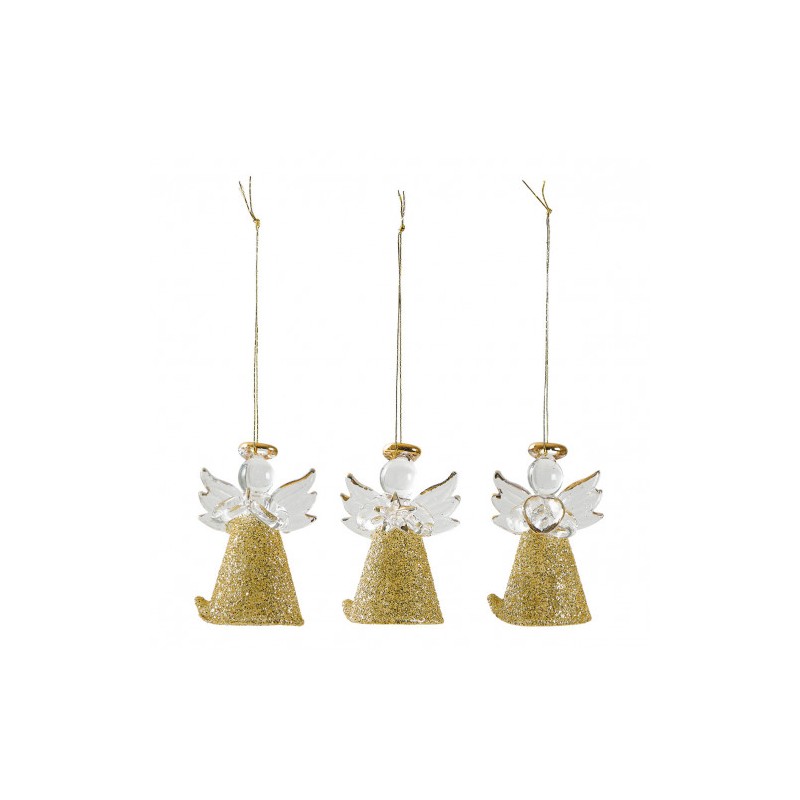 MATHILDE CREATIONS - Set di Tre Angeli in Vetro Glitterato