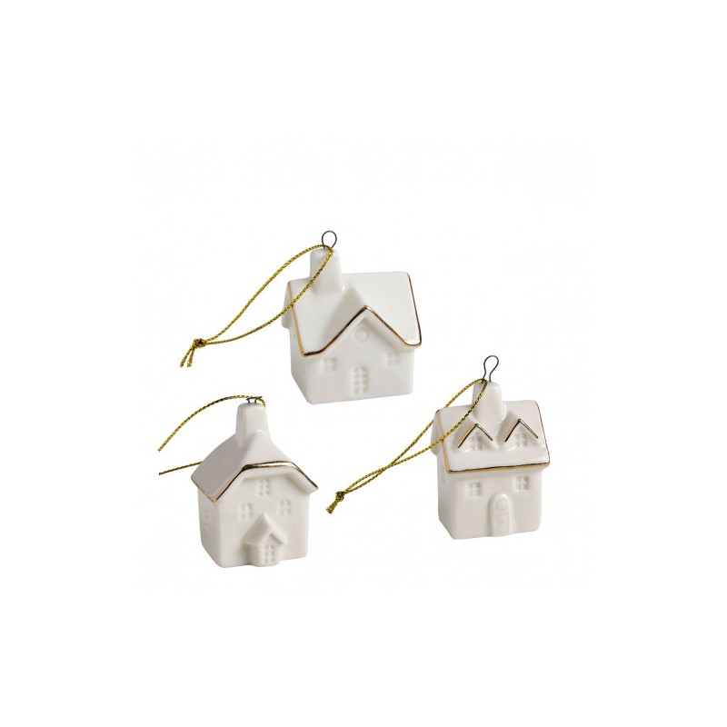 MATHILDE CREATIONS - Set di Tre Casette Sospese in Ceramica