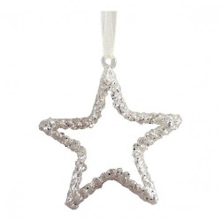 MATHILDE CREATIONS - Set di Tre Decorazioni Glitterate Argento