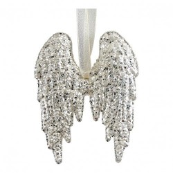 MATHILDE CREATIONS - Set di Tre Decorazioni Glitterate Argento