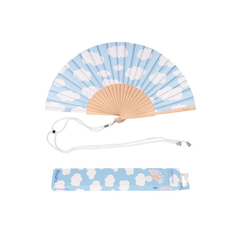 FISURA - Ventaglio con Nuvole AZZURRO