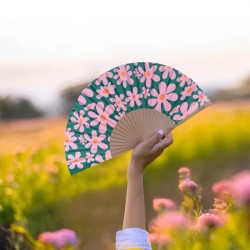 FISURA - Ventaglio con Fiori ROSA E VERDE