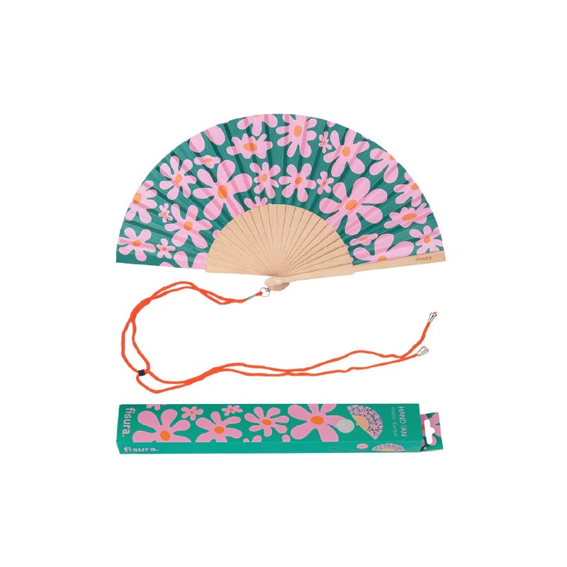 FISURA - Ventaglio con Fiori ROSA E VERDE