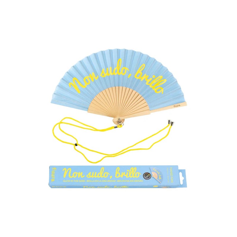 FISURA - Ventaglio Glow in the Dark "Non Sudo, Brillo" AZZURRO