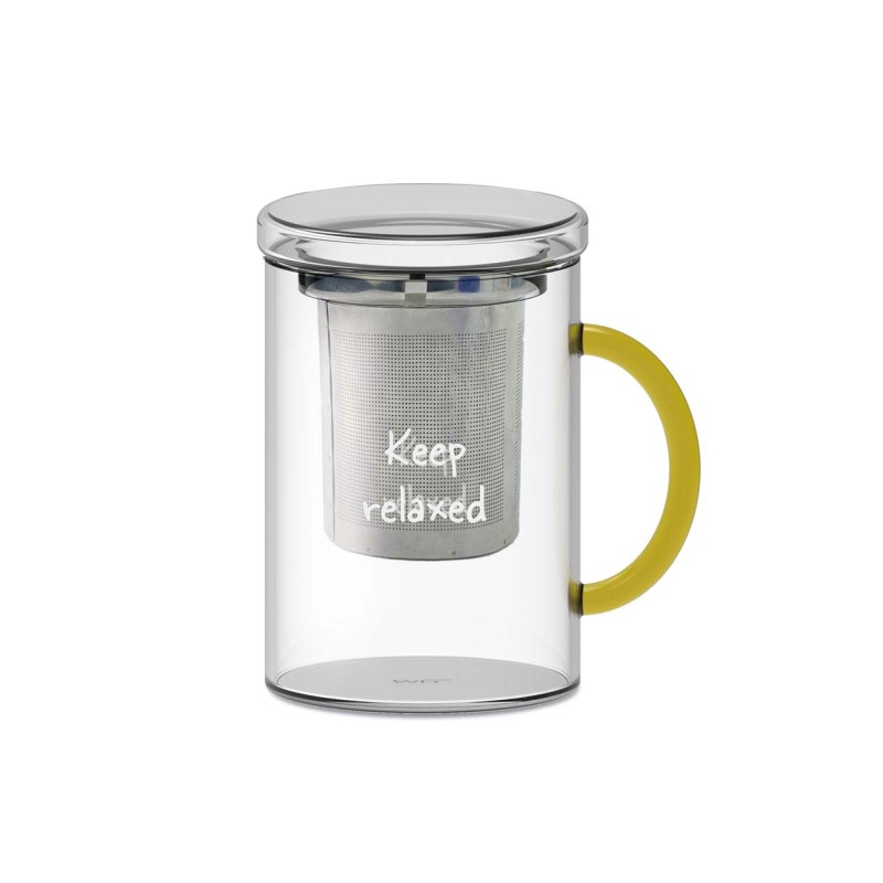 WD LIFESTYLE - Tisaniera in Vetro Borosilicato con Manico Giallo