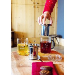 WD LIFESTYLE - Tisaniera in Vetro Borosilicato con Manico Nero