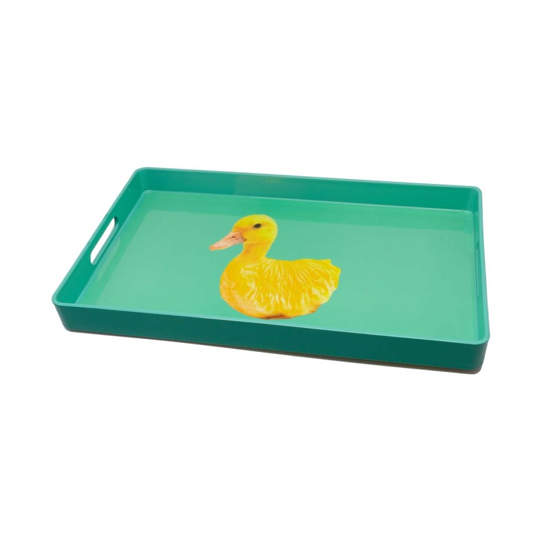 WD LIFESTYLE - Vassoio Rettangolare con Fondo Colorato e Stampa PAPERA