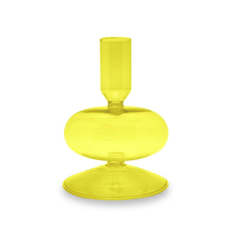 WD LIFESTYLE - Porta Candela in Vetro Borosilicato 12cm GIALLO