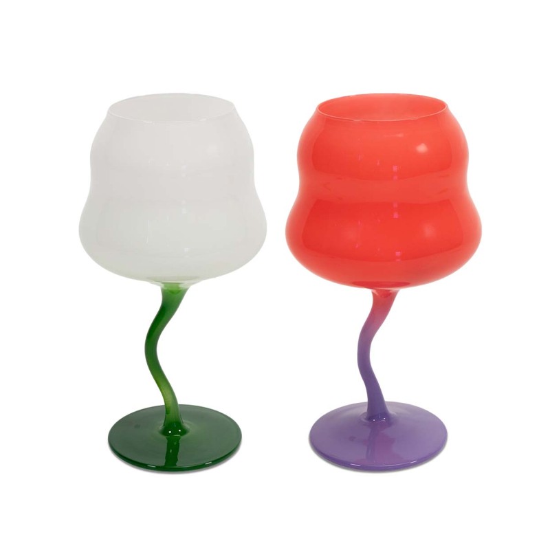 WD LIFESTYLE - Set di Due Calici Cocktail Multicolore | BIANCO E ROSA
