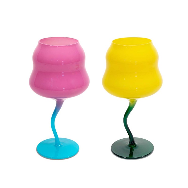 WD LIFESTYLE - Set di Due Calici Cocktail Multicolore | GIALLO E ROSA