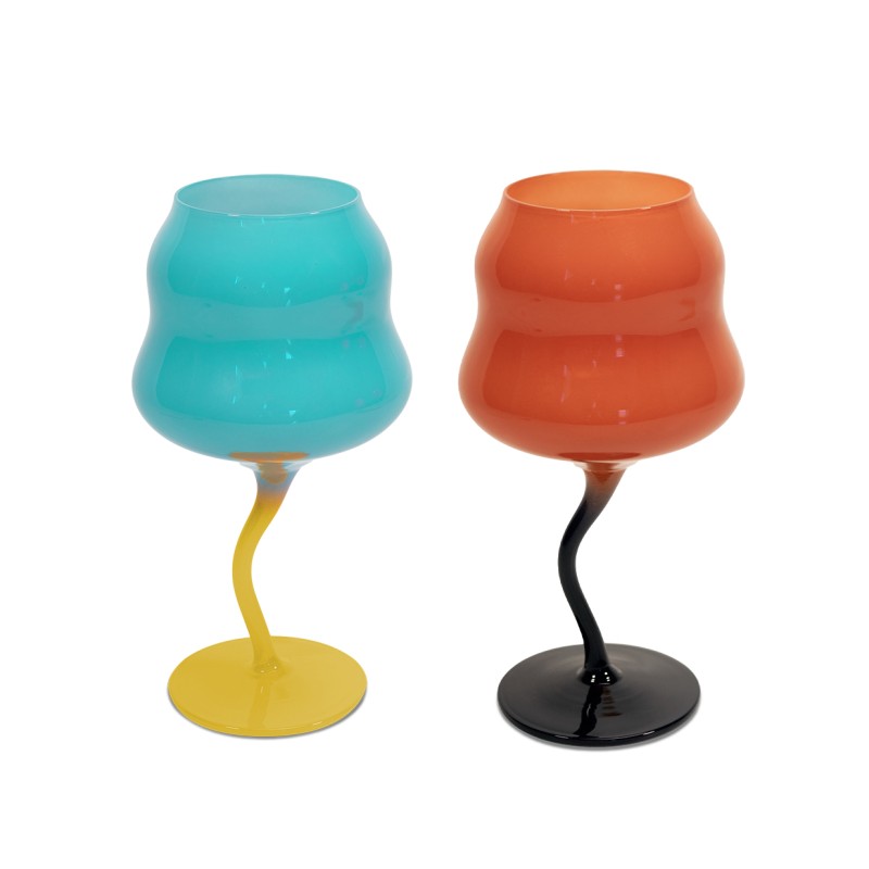 WD LIFESTYLE - Set di Due Calici Cocktail Multicolore | AZZURRO E ARANCIONE