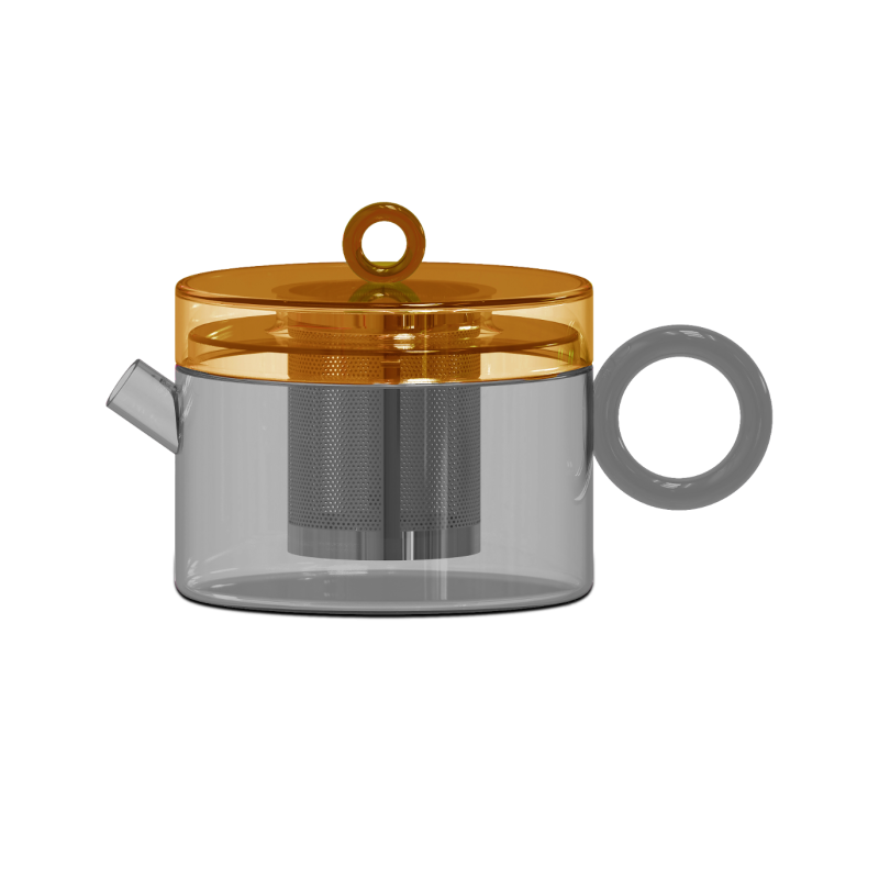 WD LIFESTYLE - Teiera in Vetro Borosilicato | GRIGIO E ARANCIONE
