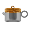 WD LIFESTYLE - Teiera in Vetro Borosilicato | GRIGIO E ARANCIONE