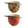 WD LIFESTYLE - Set di Due Ciotole da Ramen e Due Bacchette | BIANCO, ROSSO E FLOREALE