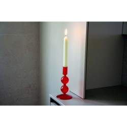 WD LIFESTYLE - Porta Candela in Vetro Borosilicato 16cm ROSSO