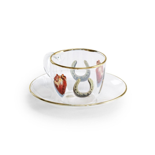 SELETTI TOILETPAPER HOME - Tazzina da Caffè e Piattino "I Love You"