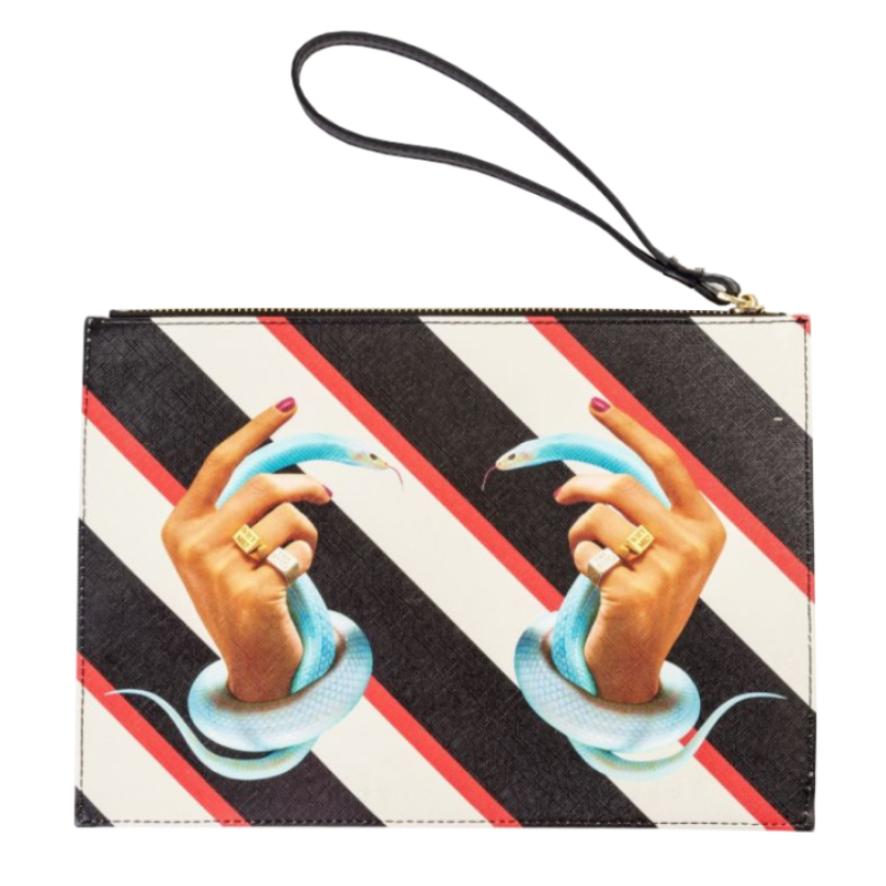 SELETTI TOILETPAPER - Borsa Pochette "Snakes and Stripes"